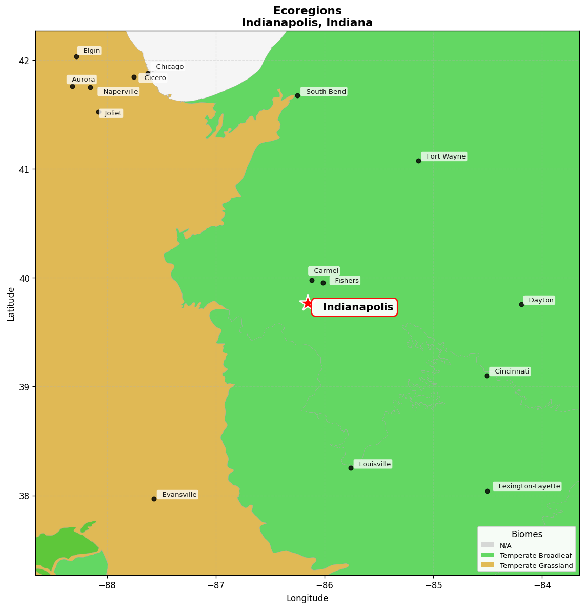 Ecoregion Map for Indianapolis, IN