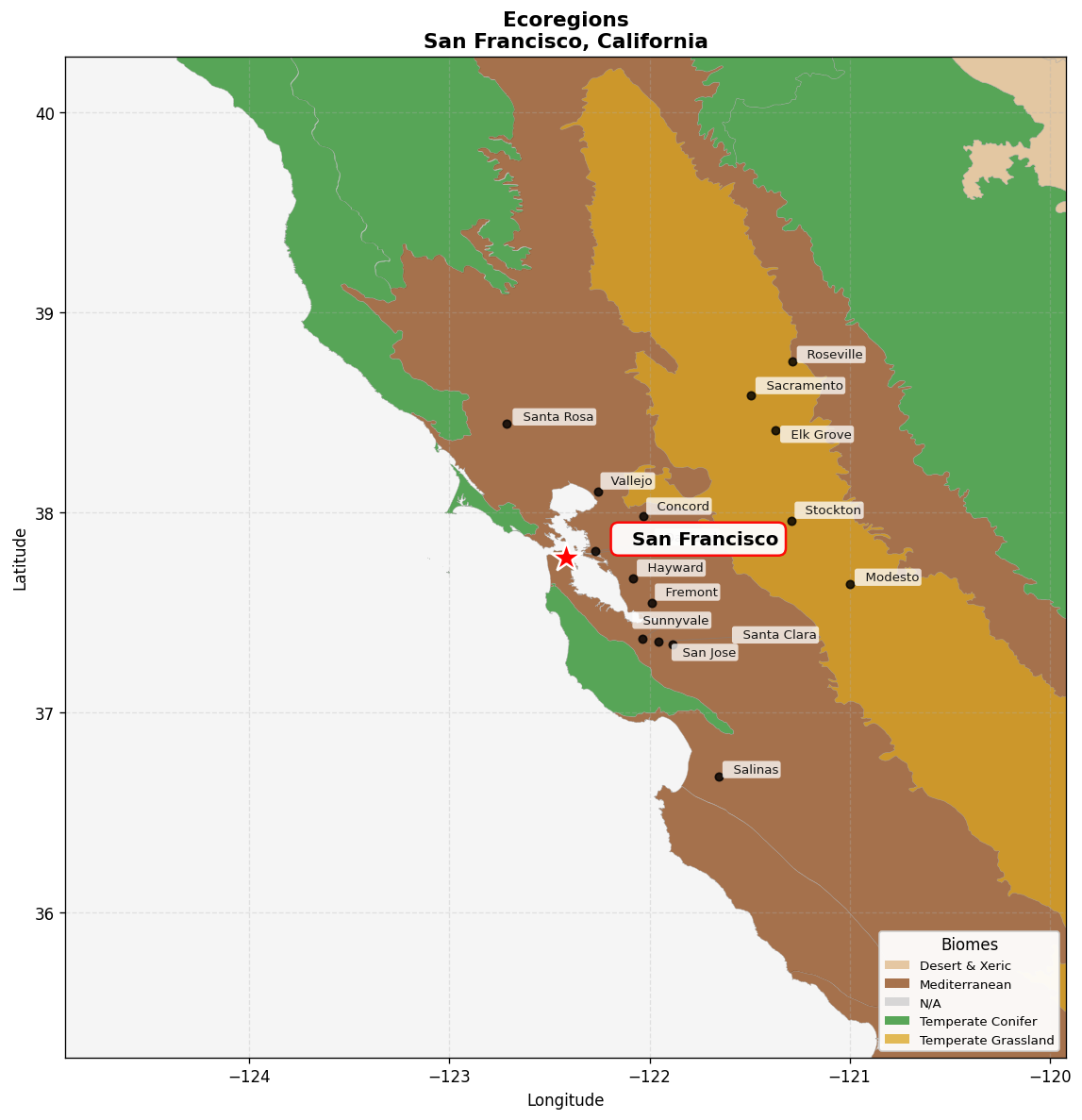 Ecoregion Map for San Francisco, CA