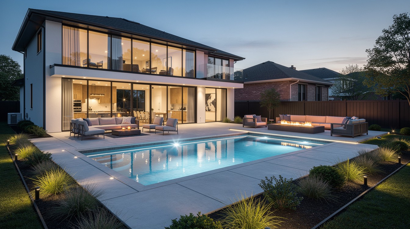 The Glass House Pool Terrace — Modern/Minimalist garden in Akron
