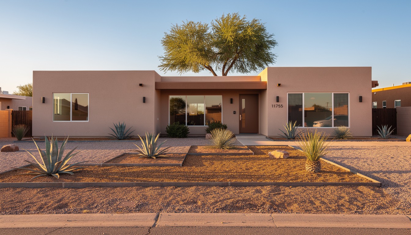 Modern/Minimalist front yard design in Albuquerque, NM