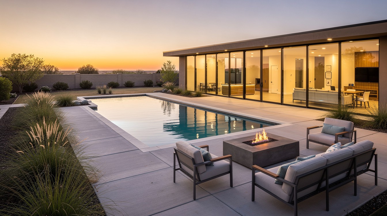 The Glass-Wall Pool Terrace — Modern/Minimalist garden in Amarillo