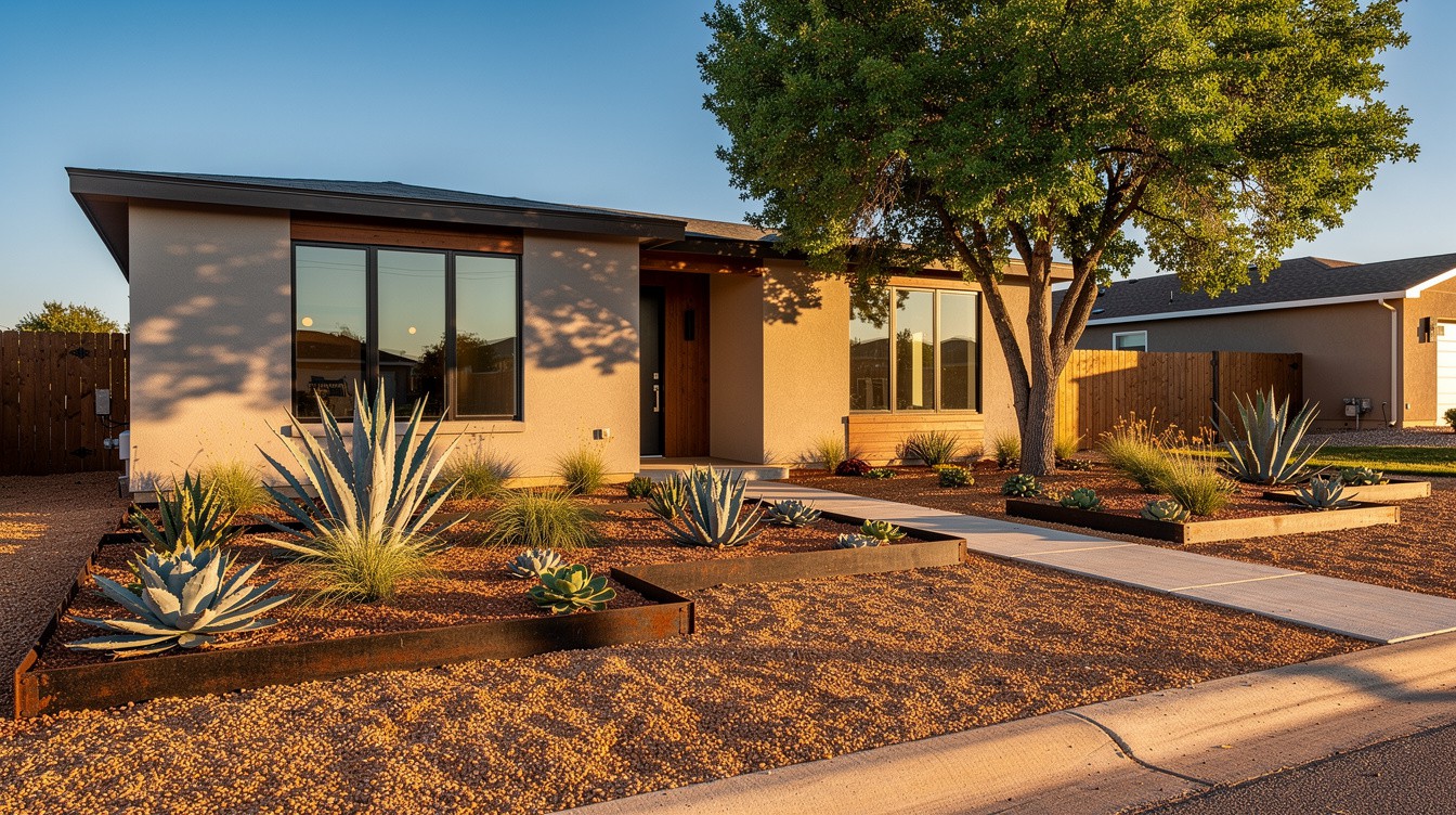 The Corten Steel Agave Field — Modern/Minimalist garden in Amarillo