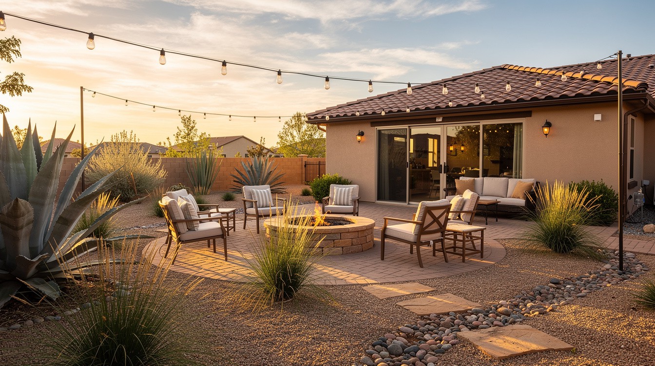 The Walled Courtyard Fire Ring — Desert/Xeriscape garden in Amarillo