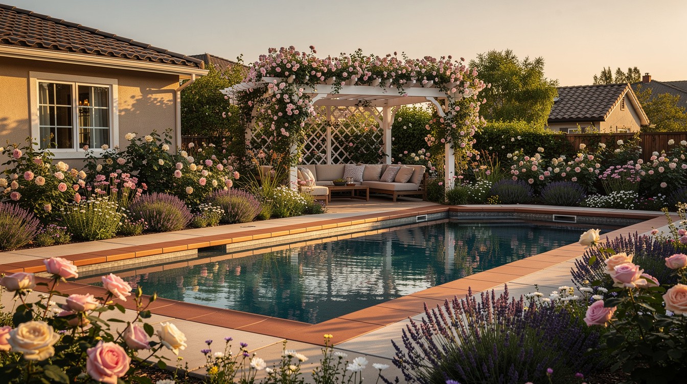 Cottage Garden with Plunge Pool and Rose Borders — Cottage/English garden in Anaheim