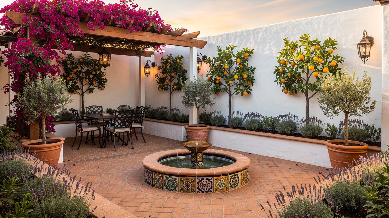 Walled Courtyard with Fountain and Citrus Garden — Mediterranean garden in Anaheim