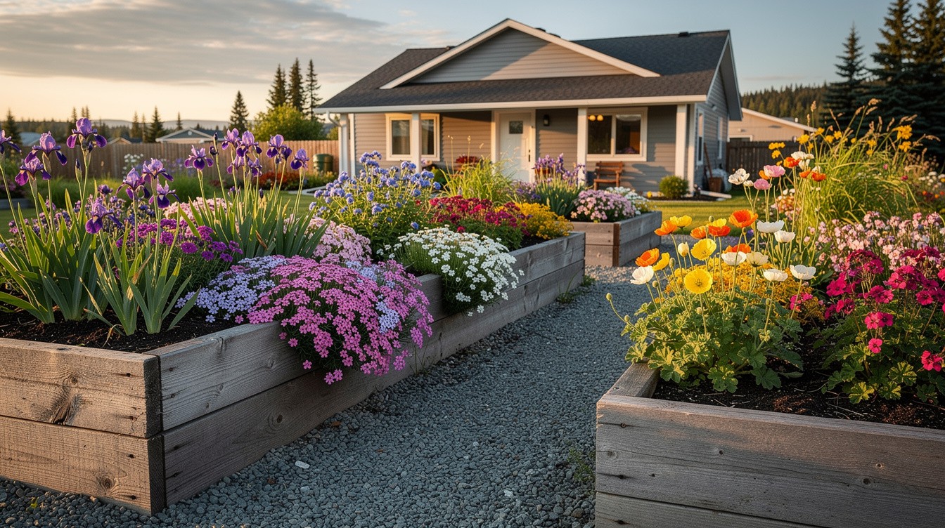 Raised Bed Cottage Garden with Perennial Borders — Cottage/English garden in Anchorage