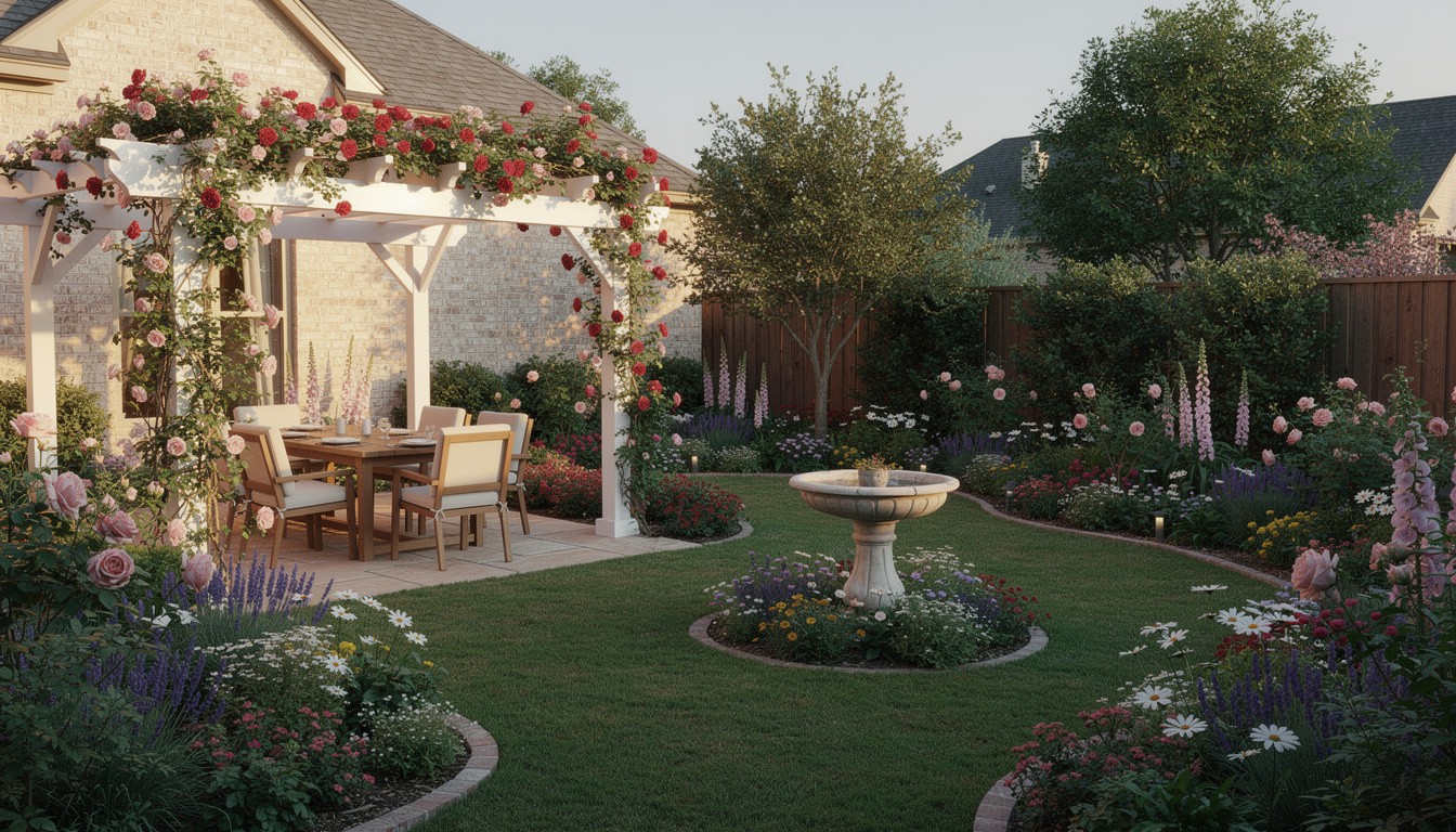 Cottage/English backyard design in Arlington, TX