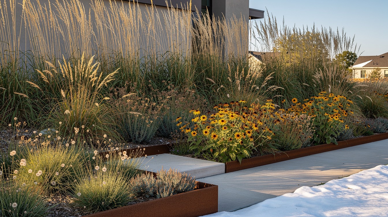 The Contemporary Prairie Native Landscape — Modern/Minimalist garden in Aurora