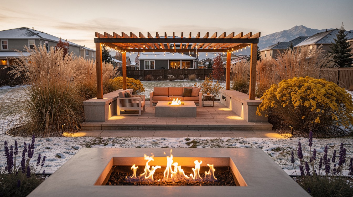 The Modern Patio and Fire Feature — Modern/Minimalist garden in Aurora