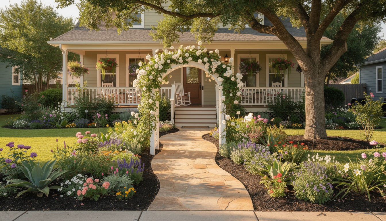 Cottage/English front yard design in Austin, TX