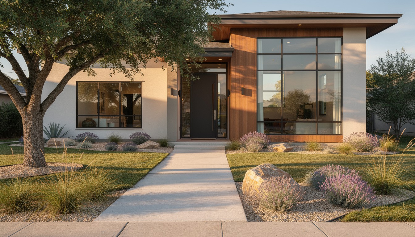 Modern/Minimalist front yard in Austin, TX