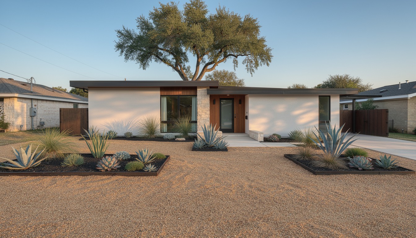 Modern/Minimalist front yard design in Austin, TX