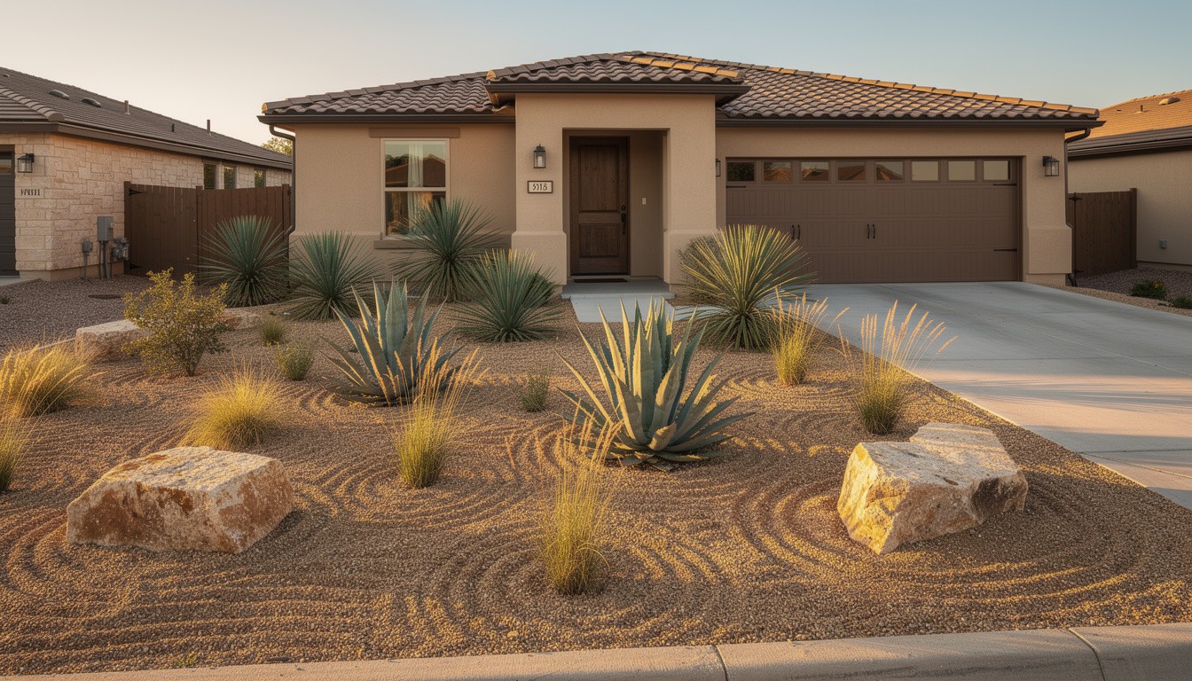 Desert/Xeriscape front yard in Austin, TX