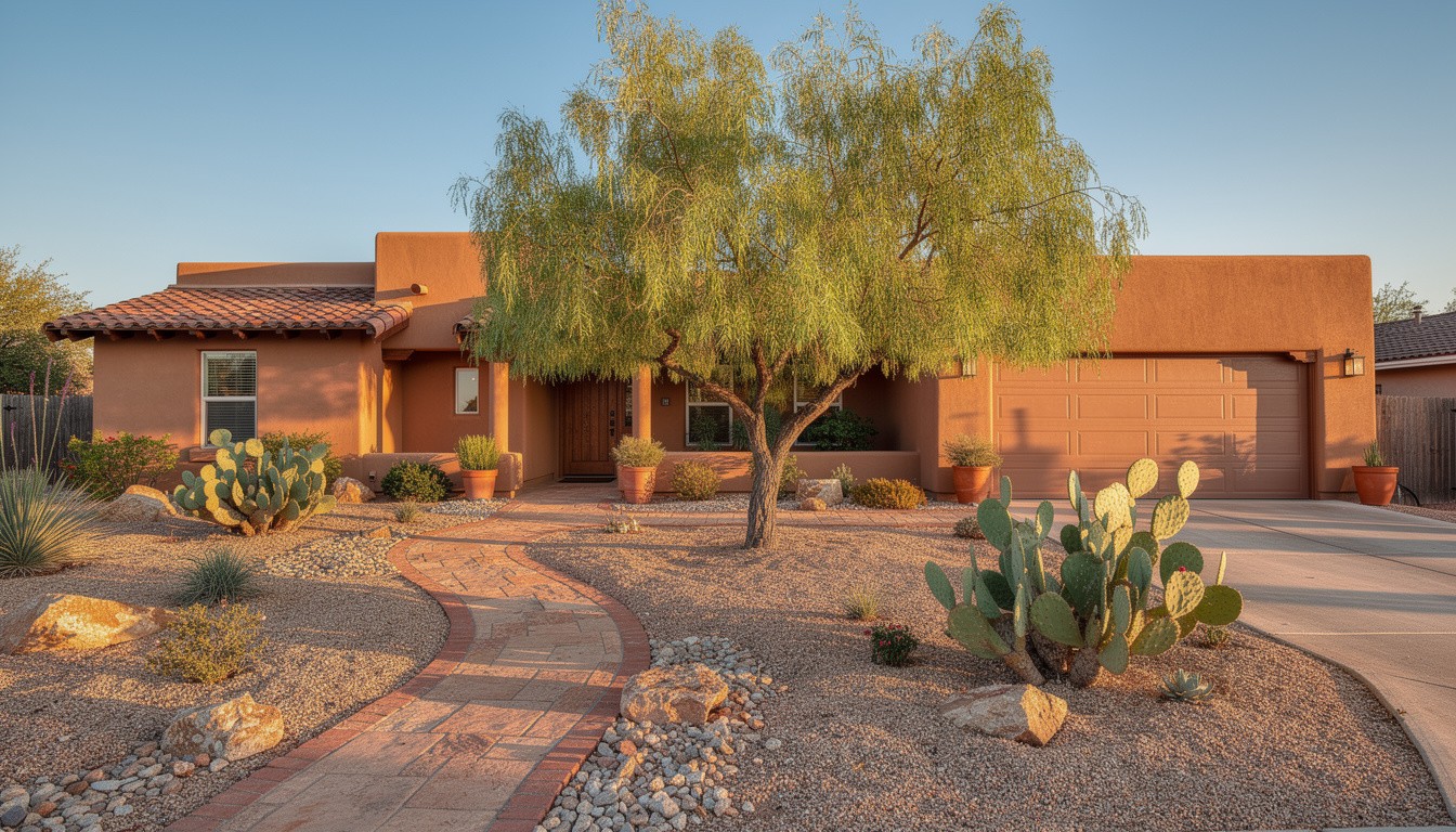 Desert/Xeriscape front yard design in Austin, TX