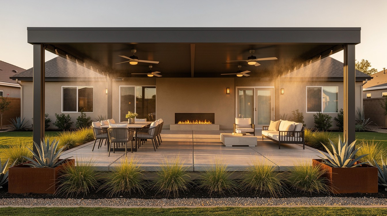 The Covered Outdoor Living Room — Modern/Minimalist garden in Bakersfield