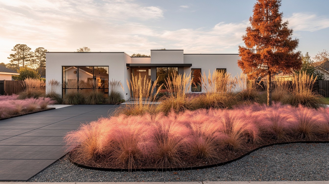 The Modern Native Grass Front Yard — Modern/Minimalist garden in Baton Rouge