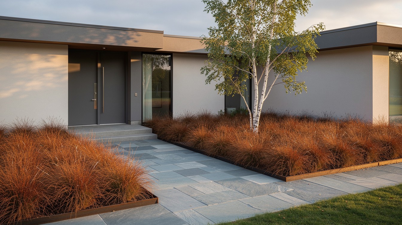 The Bluestone and Native Grass Entry — Modern/Minimalist garden in Buffalo