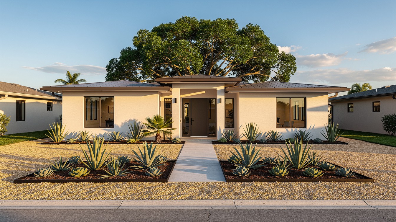 The Agave Gravel Courtyard — Modern/Minimalist garden in Cape Coral