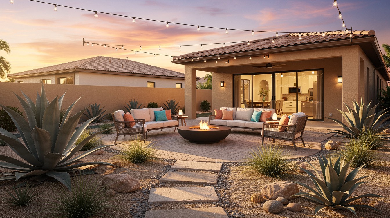 The Sunset Fire Pit Courtyard — Desert/Xeriscape garden in Cape Coral