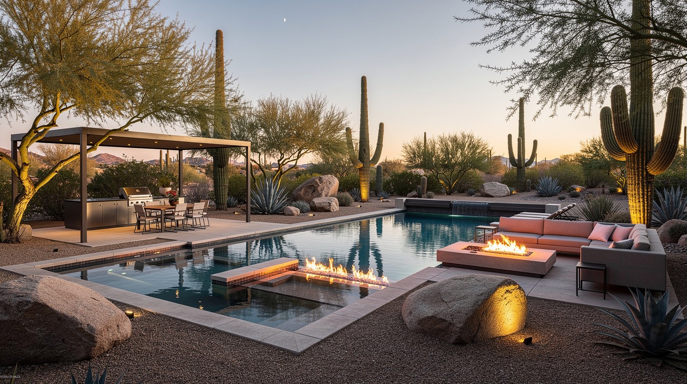 The Full Desert Resort Backyard — Modern/Minimalist garden in Chandler