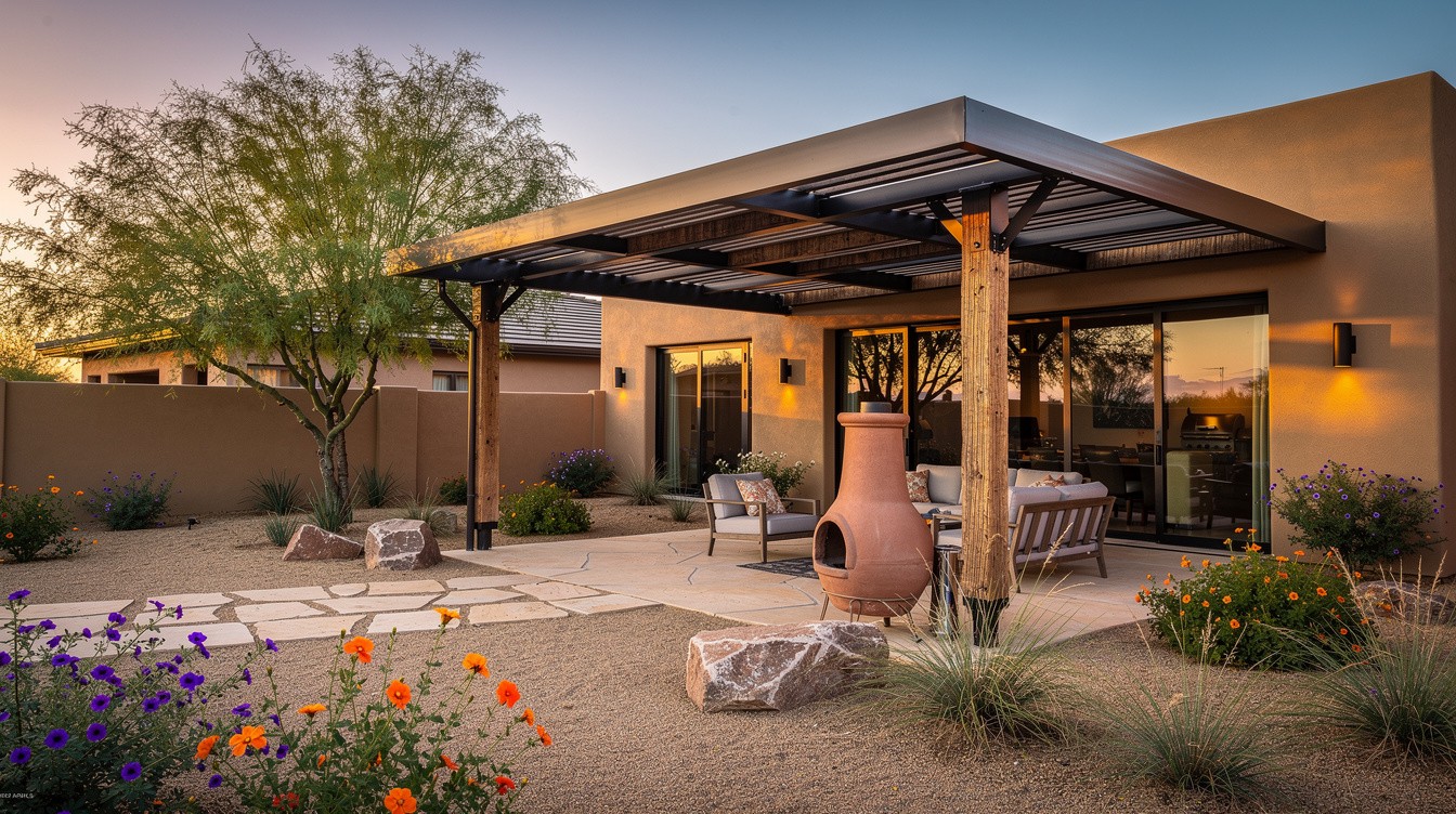 The Shaded Desert Courtyard Patio — Desert/Xeriscape garden in Chandler