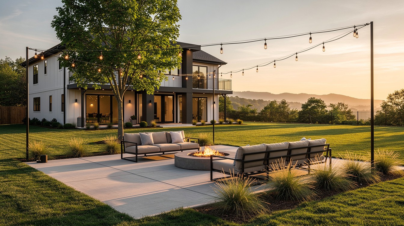 The Ridge-View Fire Pit Lawn — Modern/Minimalist garden in Chattanooga