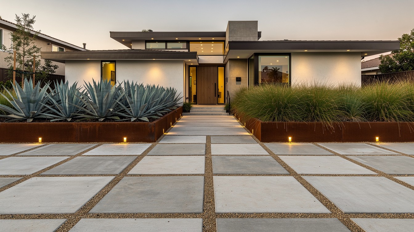 The Concrete and Succulent Entry — Modern/Minimalist garden in Chula Vista