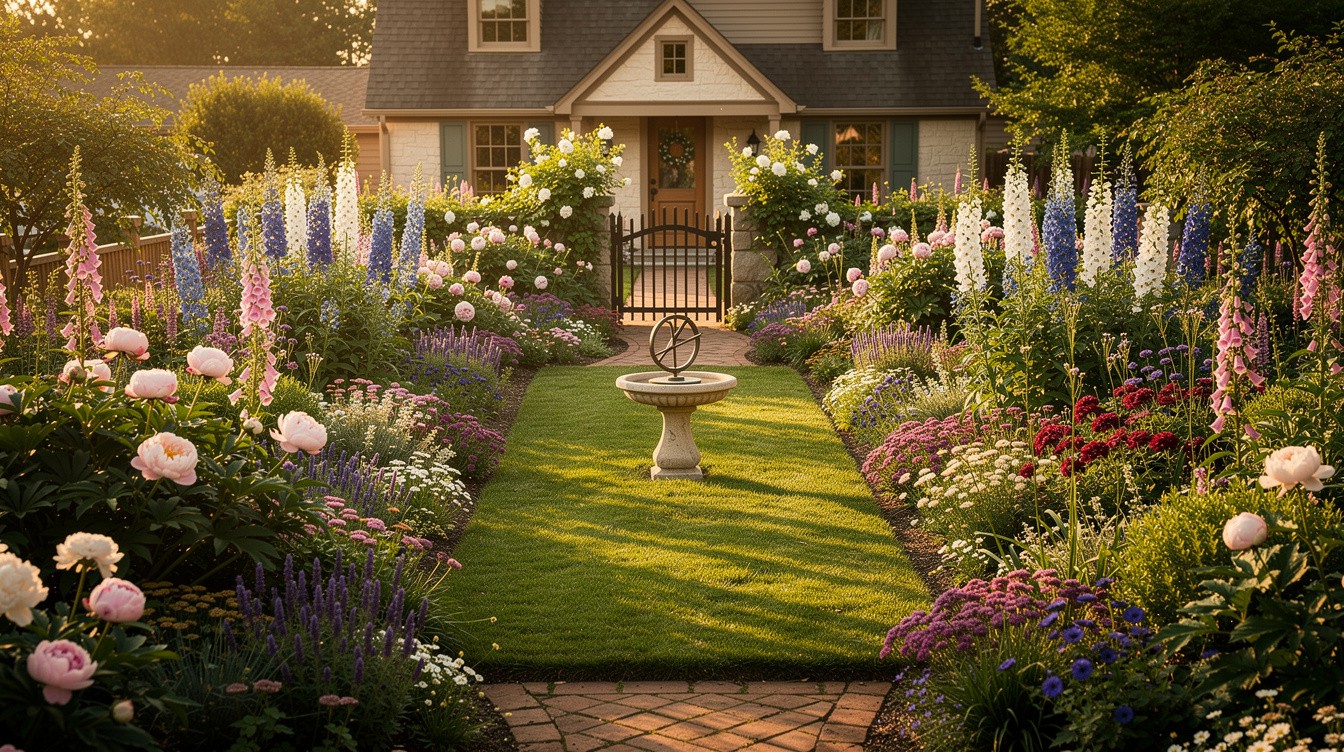 English Cottage Border Garden with Lawn Panel — Cottage/English garden in Cincinnati