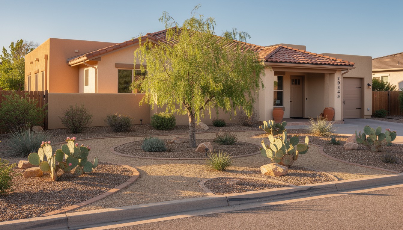 Desert/Xeriscape front yard design in Colorado Springs, CO