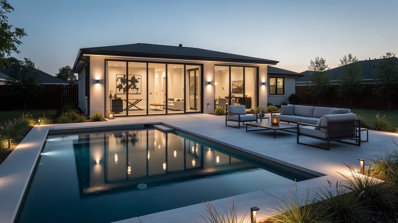 The Evening Pool Pavilion — Modern/Minimalist garden in Columbus