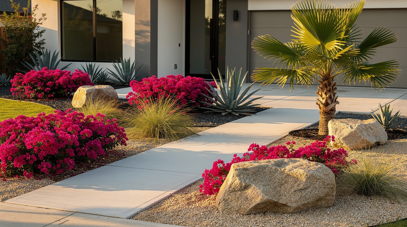 Tropical Modern Front Yard with Bold Mass Planting — Modern/Minimalist garden in Corpus Christi