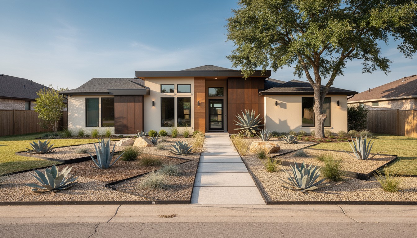Modern/Minimalist front yard design in Dallas, TX