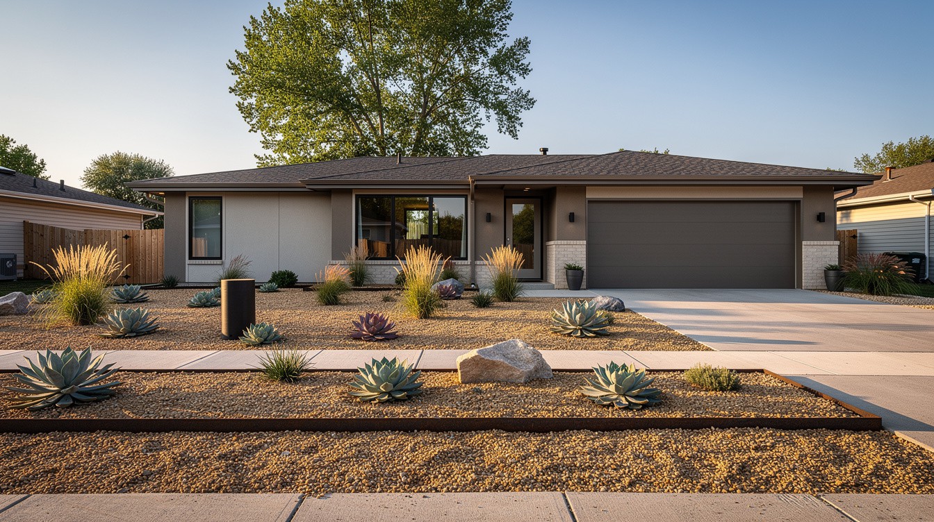 The Corten Terrace Xeriscape — Modern/Minimalist garden in Des Moines