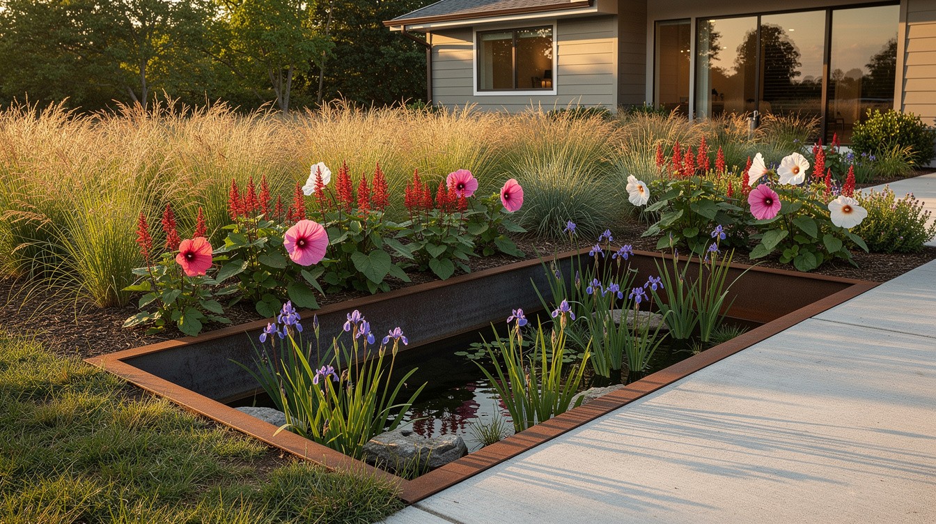 The Contemporary Rain Garden Landscape — Modern/Minimalist garden in Durham