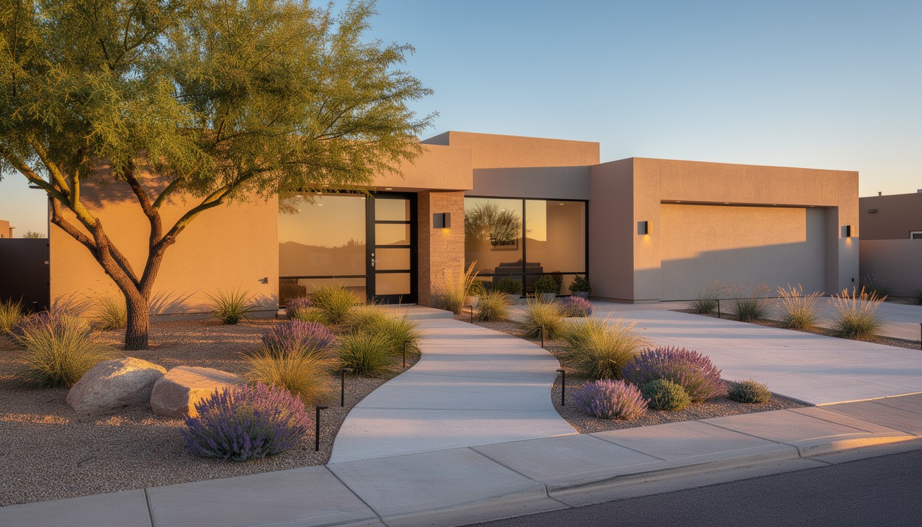 Modern/Minimalist front yard in El Paso, TX