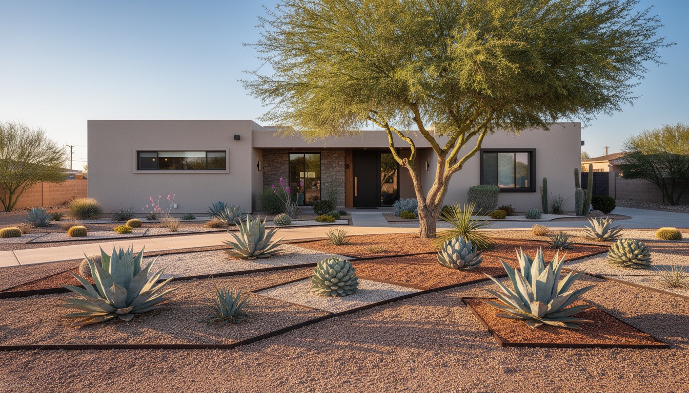 Modern/Minimalist front yard design in El Paso, TX
