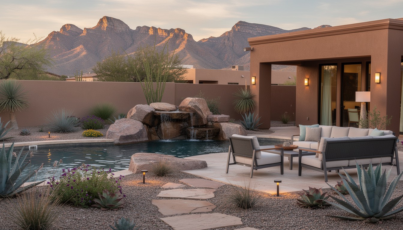 Desert/Xeriscape backyard design in El Paso, TX