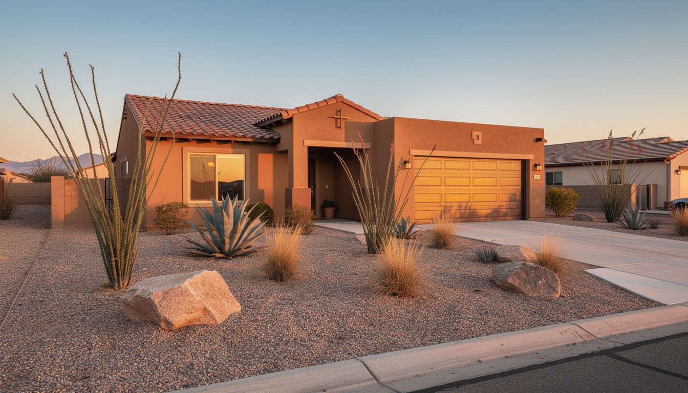 Desert/Xeriscape front yard in El Paso, TX