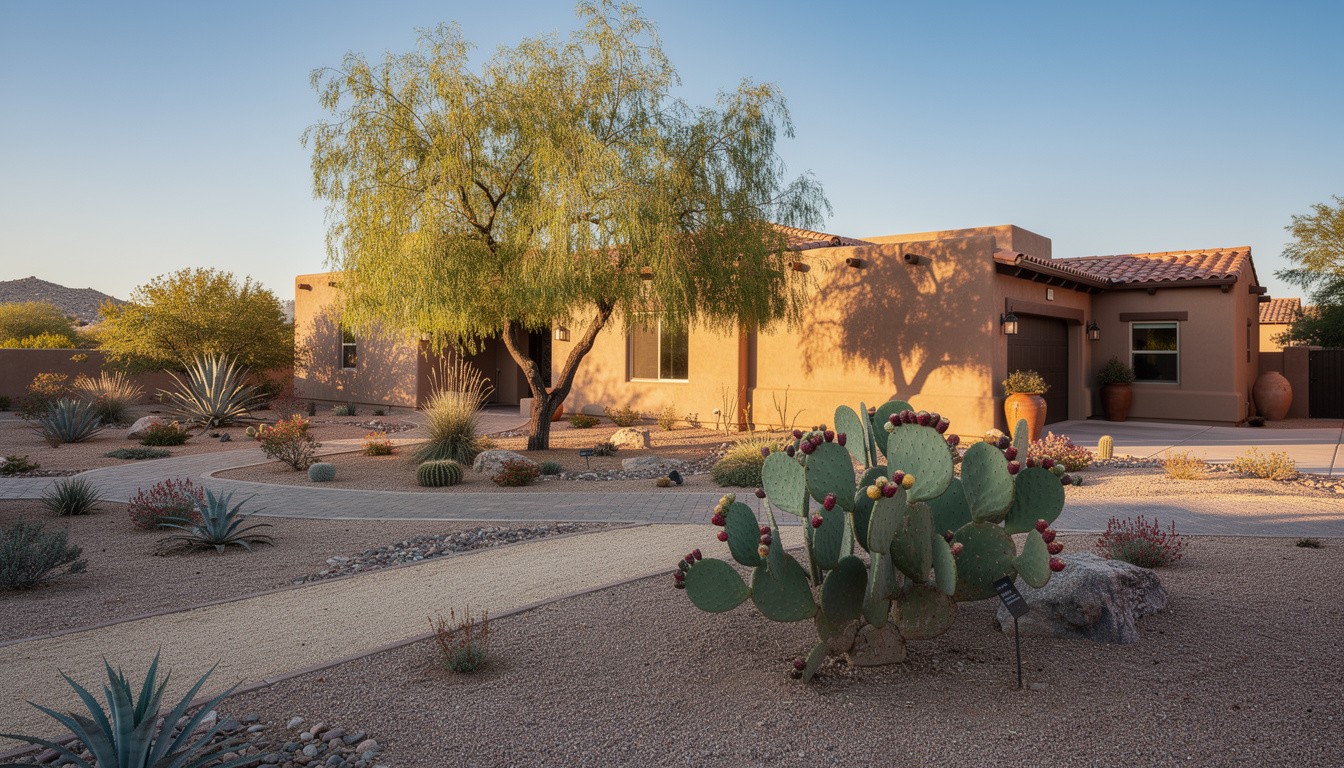 Desert/Xeriscape front yard design in El Paso, TX