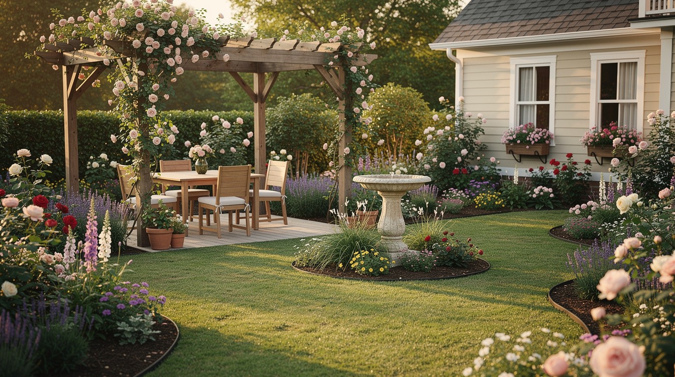 The Birdbath Rondel — Cottage/English garden in Fayetteville