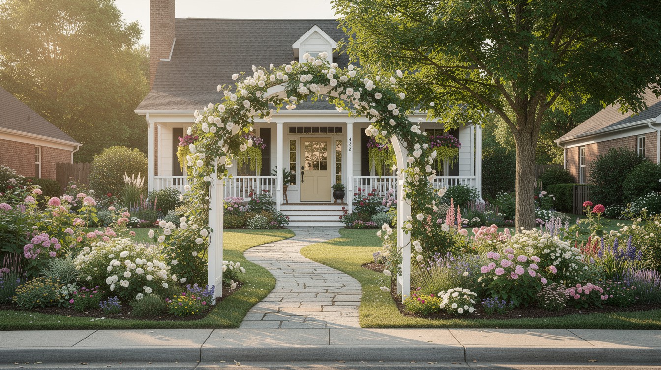 The Curved Stone Path — Cottage/English garden in Fayetteville