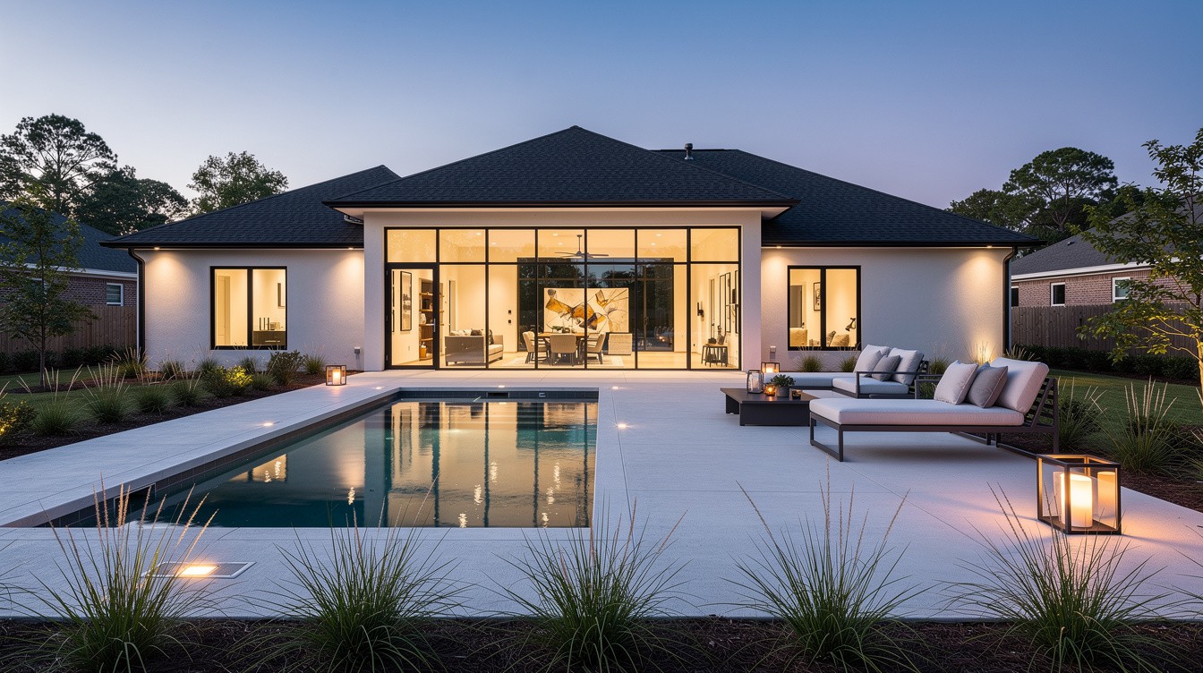 The Dusk Pool Pavilion — Modern/Minimalist garden in Fayetteville