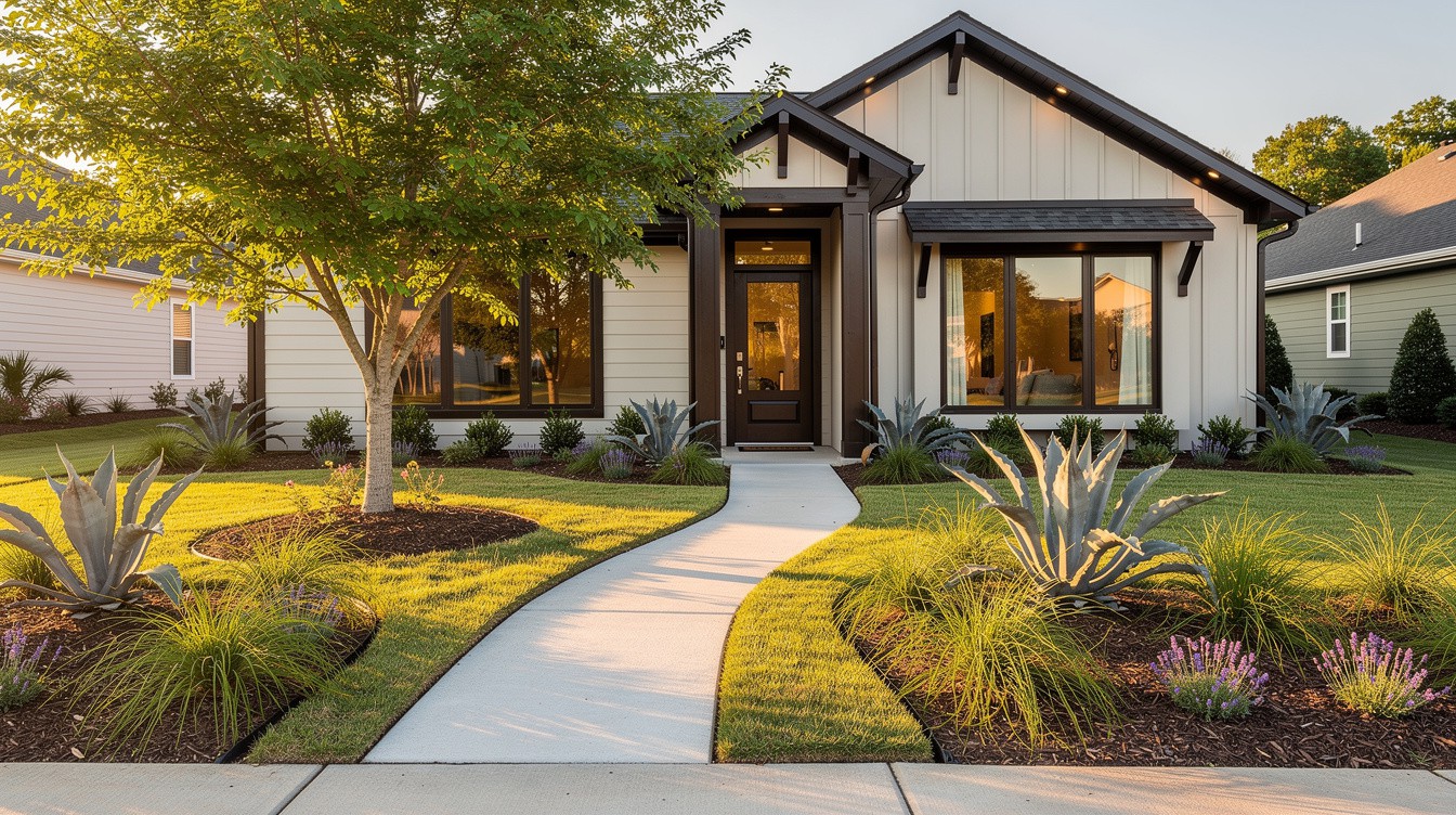The Farmhouse-Modern Curve — Modern/Minimalist garden in Fayetteville