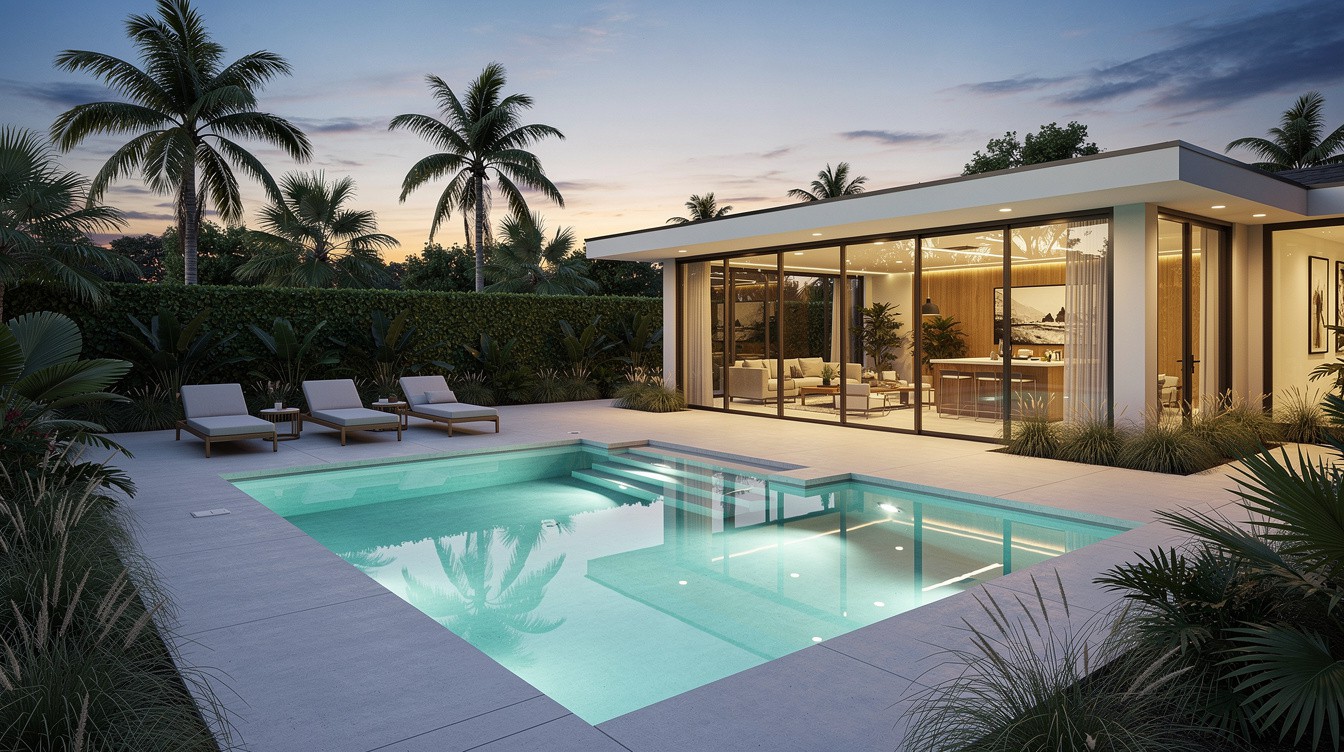 The Blue Hour Pool Pavilion — Modern/Minimalist garden in Fort Lauderdale