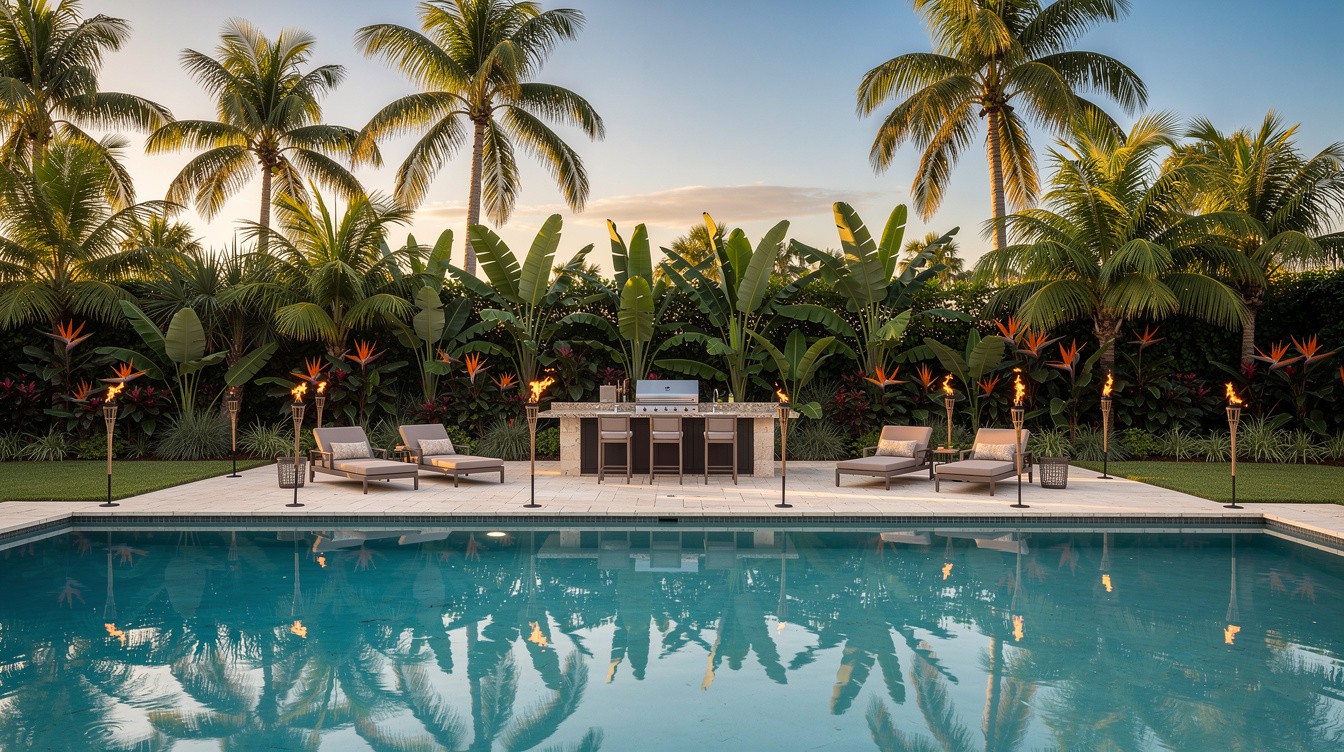 The Tiki Torch Pool Lanai — Tropical/Lush garden in Fort Lauderdale