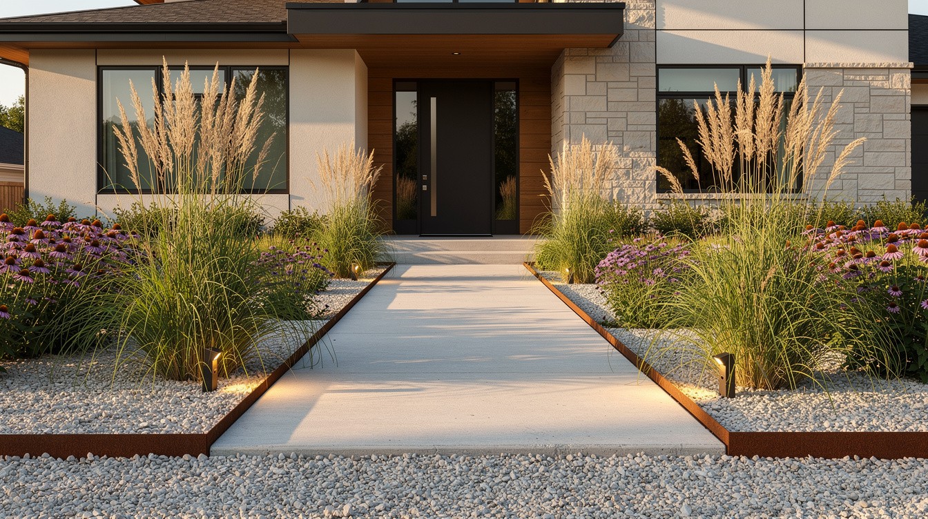 The Prairie Modern Front Entry — Modern/Minimalist garden in Fort Wayne