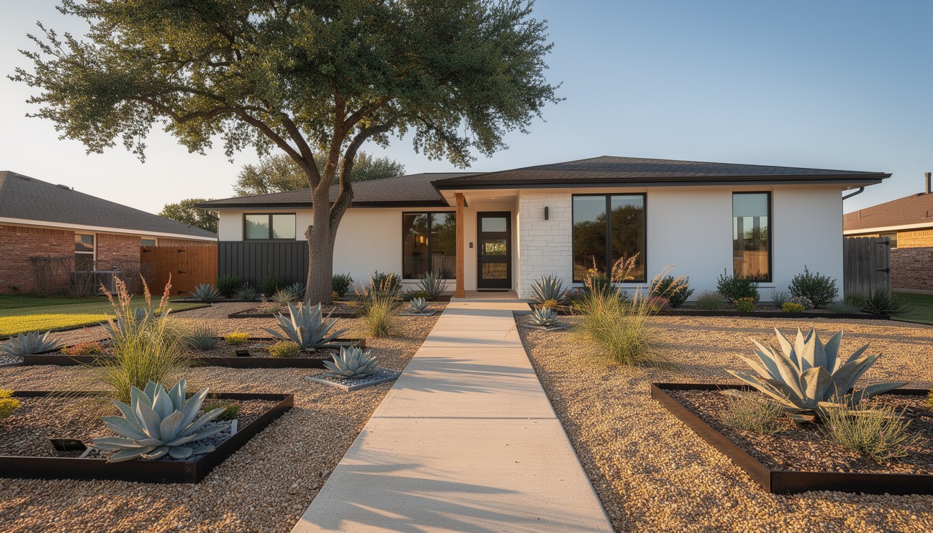 Modern/Minimalist front yard design in Fort Worth, TX