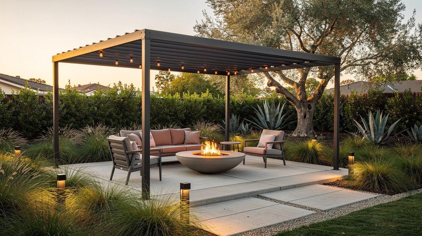 The Outdoor Living Room with Pergola — Modern/Minimalist garden in Fremont
