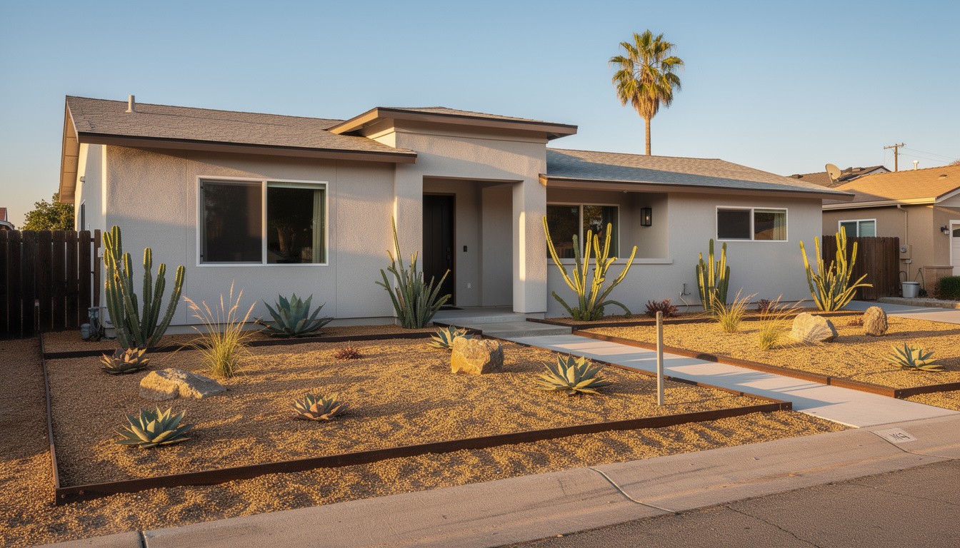 Modern/Minimalist front yard design in Fresno, CA