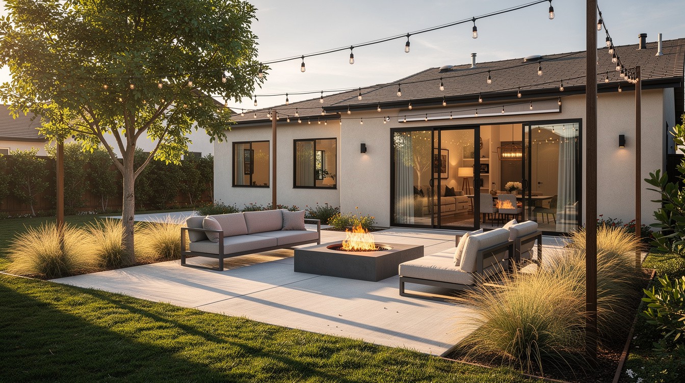 The String-Light Fire Lounge — Modern/Minimalist garden in Garden Grove